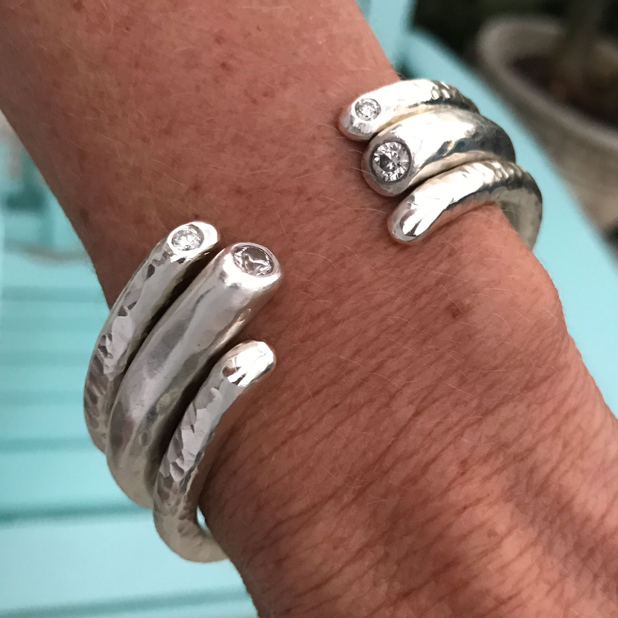 hand forged sterling silver bangles