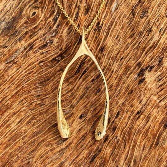 gold vermeil wishbone necklace
