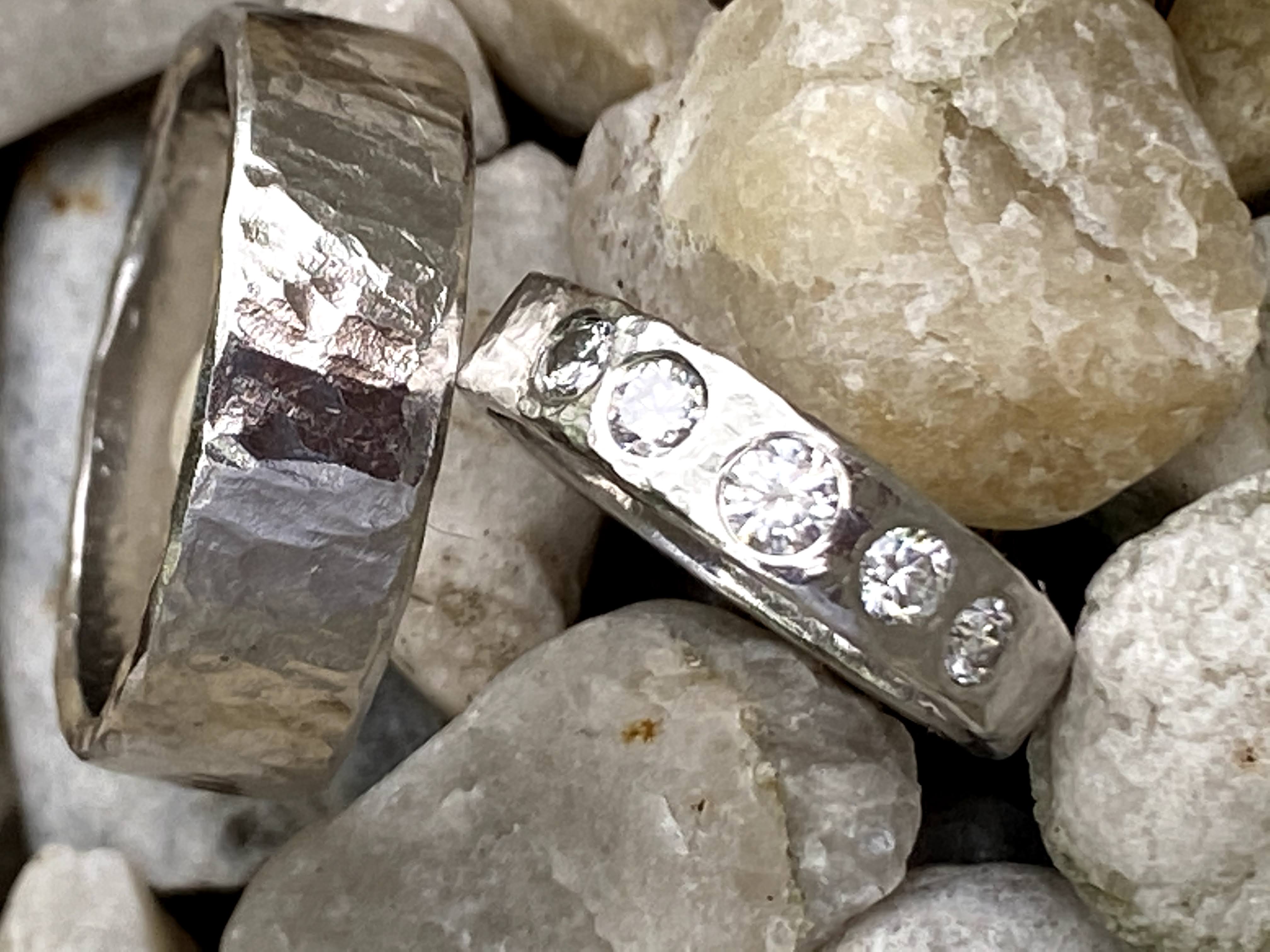 hand forged platinum wedding rings ~ heather reilly, metalsmith